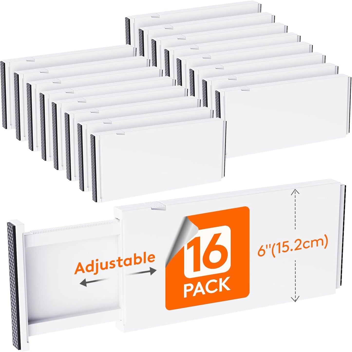 Lifewit 8 Pack Drawer Dividers Plastic 4" High, 13.5-22" Adjustable Drawer Organizers for Clothes, Expandable Dresser Separators in Bedroom/Bathroom/Kitchen/Fridge/Office Organization and Storage