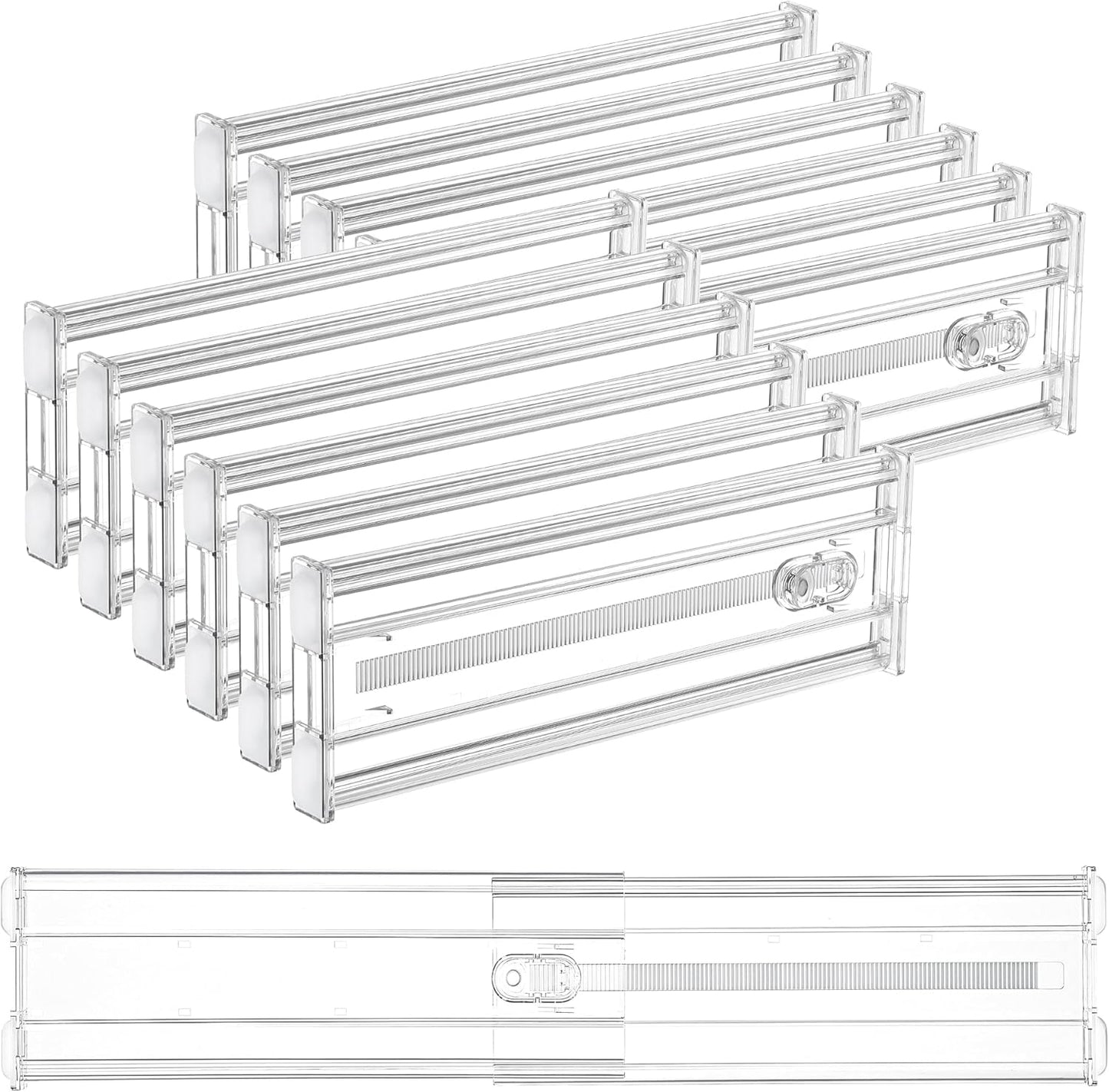 Vtopmart 8 Pack 6" Tall Upgrade Drawer Dividers for Big and Deep Drawer, 12.8"-22.3" Adjustable Expandable Dresser Drawer Organizer, Clear Plastic Separators for Dresser, Baby Supplies, Kitchenware