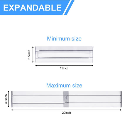 18 Pack Clear Acrylic Drawer Dividers 3.5" High,11-20" Adjustable Drawer Organizers for Clothes, Clear Plastic Separators for Dresser for Bedroom Office Kitchen Storage