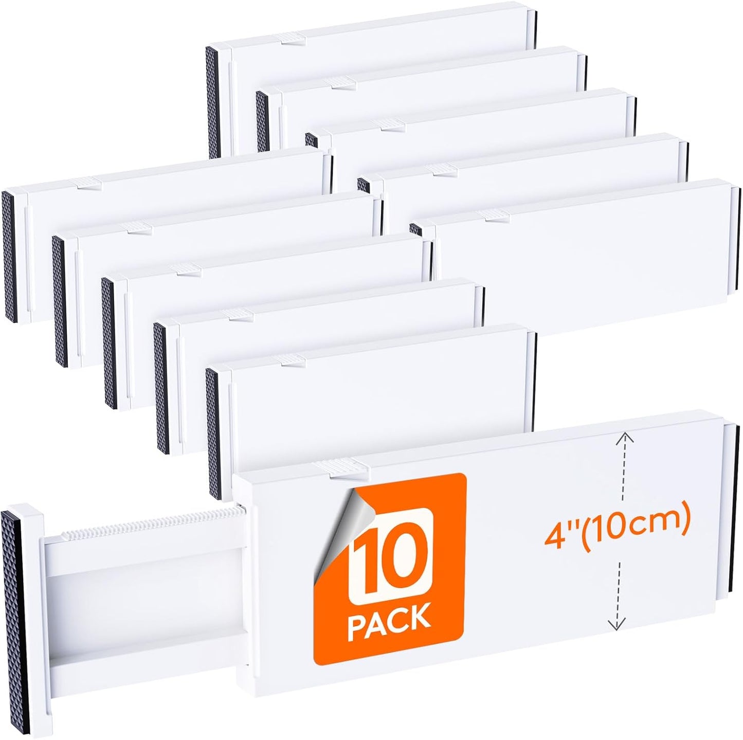 Lifewit 8 Pack Drawer Dividers Plastic 4" High, 13.5-22" Adjustable Drawer Organizers for Clothes, Expandable Dresser Separators in Bedroom/Bathroom/Kitchen/Fridge/Office Organization and Storage