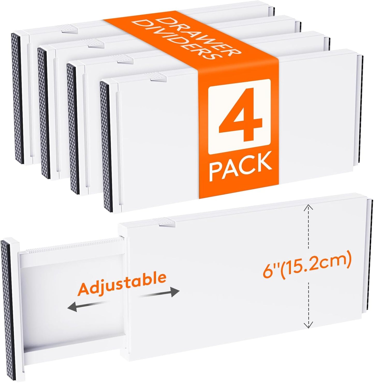 Lifewit 8 Pack Drawer Dividers Plastic 4" High, 13.5-22" Adjustable Drawer Organizers for Clothes, Expandable Dresser Separators in Bedroom/Bathroom/Kitchen/Fridge/Office Organization and Storage