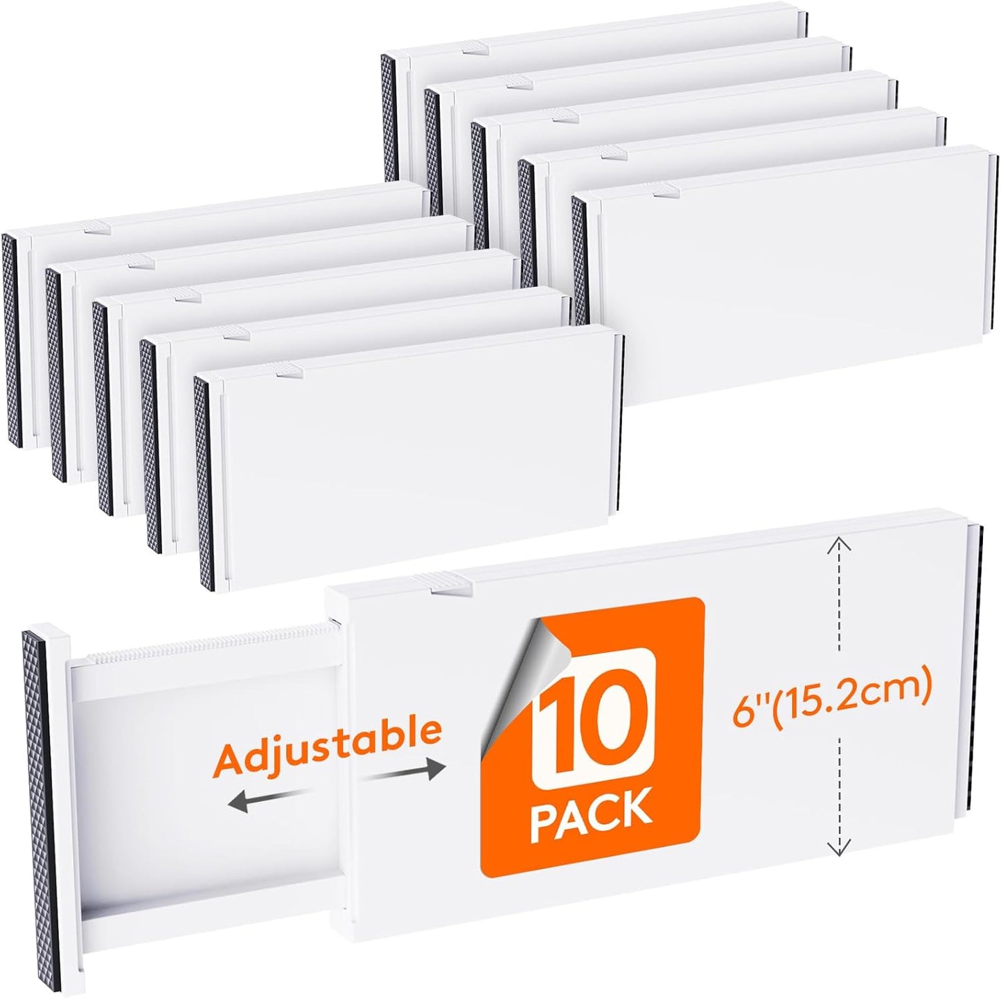 Lifewit 8 Pack Drawer Dividers Plastic 4" High, 13.5-22" Adjustable Drawer Organizers for Clothes, Expandable Dresser Separators in Bedroom/Bathroom/Kitchen/Fridge/Office Organization and Storage