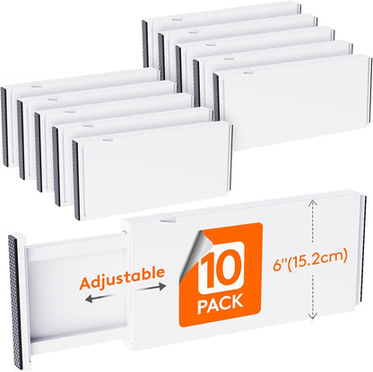 Lifewit 8 Pack Drawer Dividers Plastic 4" High, 13.5-22" Adjustable Drawer Organizers for Clothes, Expandable Dresser Separators in Bedroom/Bathroom/Kitchen/Fridge/Office Organization and Storage