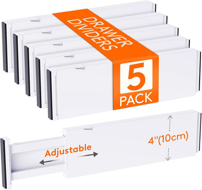 Lifewit 8 Pack Drawer Dividers Plastic 4" High, 13.5-22" Adjustable Drawer Organizers for Clothes, Expandable Dresser Separators in Bedroom/Bathroom/Kitchen/Fridge/Office Organization and Storage