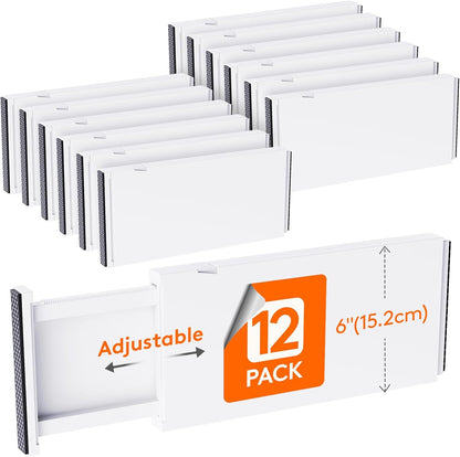 Lifewit 8 Pack Drawer Dividers Plastic 4" High, 13.5-22" Adjustable Drawer Organizers for Clothes, Expandable Dresser Separators in Bedroom/Bathroom/Kitchen/Fridge/Office Organization and Storage