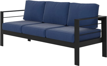 Solaste Patio Furniture Metal Armchair,2 PCS All-Weather Aluminum Garden Outdoor Contemporary Sofa Chair with Cushions, Light Grey