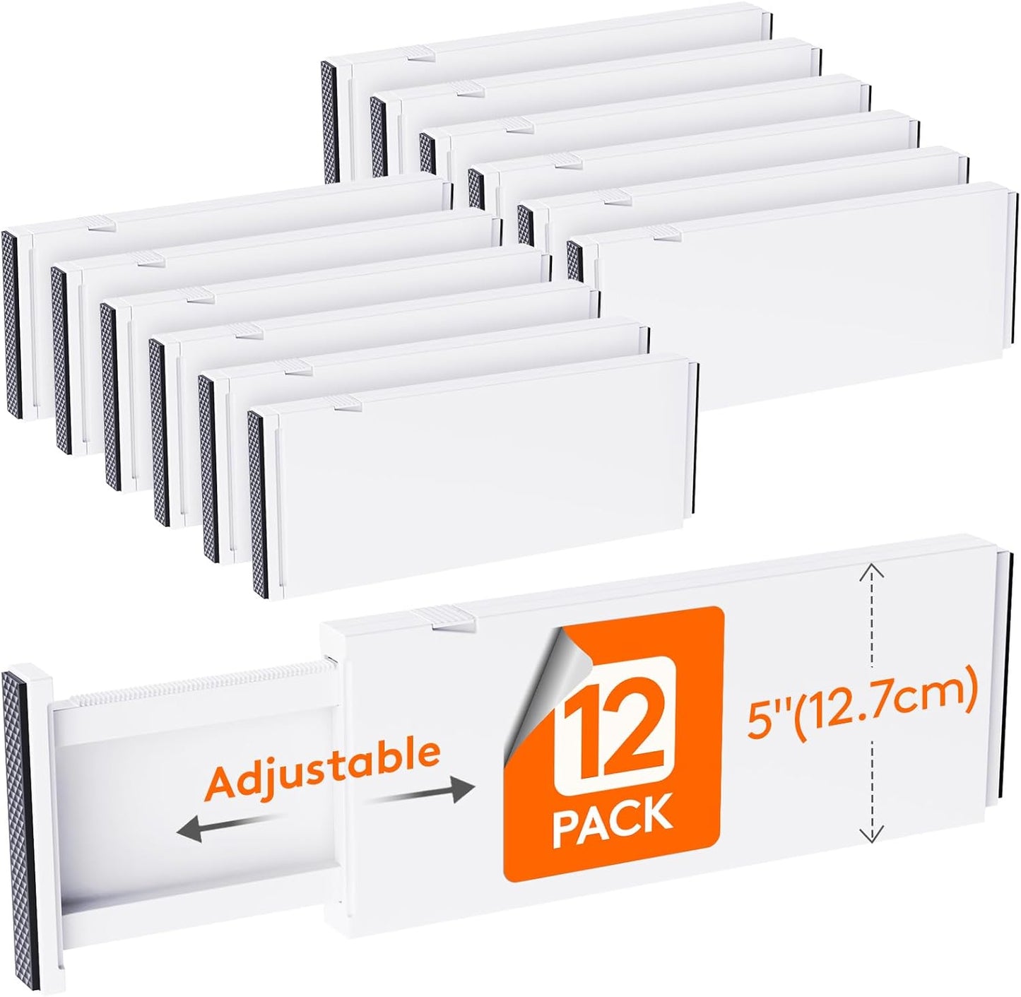 Lifewit 8 Pack Drawer Dividers Plastic 4" High, 13.5-22" Adjustable Drawer Organizers for Clothes, Expandable Dresser Separators in Bedroom/Bathroom/Kitchen/Fridge/Office Organization and Storage