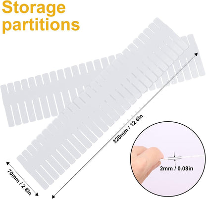 100 PCS Premium DIY Drawer Dividers, White, Adjustable Drawer Organizers for Perfectly Organized Drawers, Tidying Makeup, Clothes, Underwear, Cutlery, Kitchen, Bathroom, Bedroom, Office