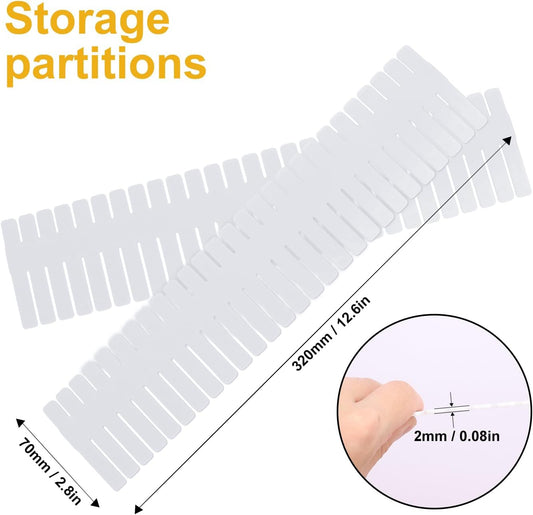 100 PCS Premium DIY Drawer Dividers, White, Adjustable Drawer Organizers for Perfectly Organized Drawers, Tidying Makeup, Clothes, Underwear, Cutlery, Kitchen, Bathroom, Bedroom, Office