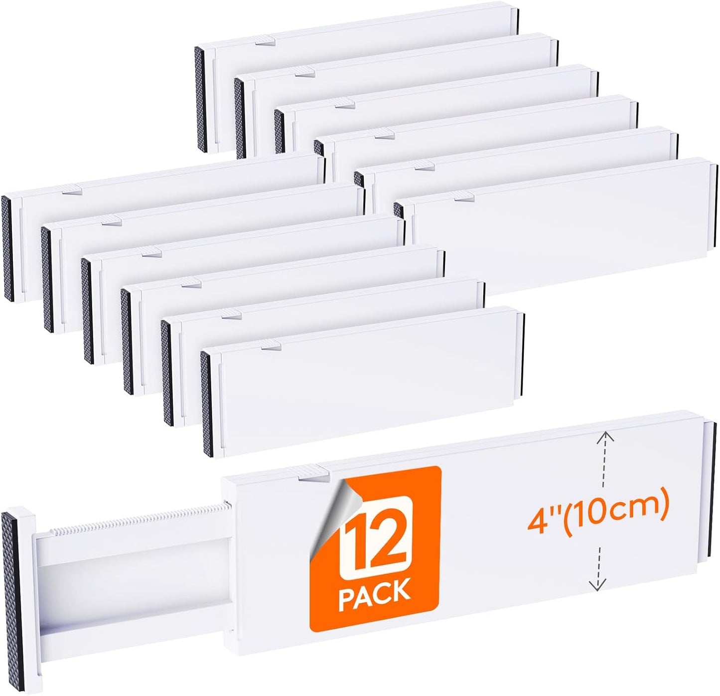 Lifewit 8 Pack Drawer Dividers Plastic 4" High, 13.5-22" Adjustable Drawer Organizers for Clothes, Expandable Dresser Separators in Bedroom/Bathroom/Kitchen/Fridge/Office Organization and Storage