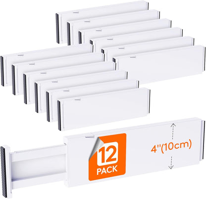 Lifewit 8 Pack Drawer Dividers Plastic 4" High, 13.5-22" Adjustable Drawer Organizers for Clothes, Expandable Dresser Separators in Bedroom/Bathroom/Kitchen/Fridge/Office Organization and Storage