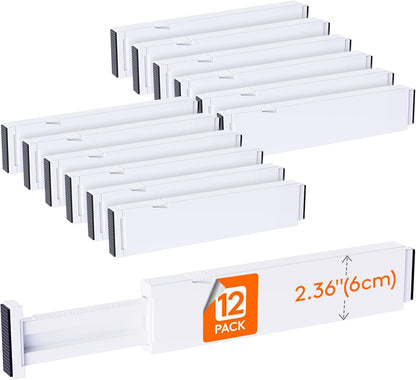 Lifewit 8 Pack Drawer Dividers Plastic 4" High, 13.5-22" Adjustable Drawer Organizers for Clothes, Expandable Dresser Separators in Bedroom/Bathroom/Kitchen/Fridge/Office Organization and Storage