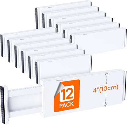 Lifewit 8 Pack Drawer Dividers Plastic 4" High, 13.5-22" Adjustable Drawer Organizers for Clothes, Expandable Dresser Separators in Bedroom/Bathroom/Kitchen/Fridge/Office Organization and Storage