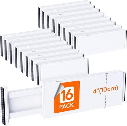 Lifewit 8 Pack Drawer Dividers Plastic 4" High, 13.5-22" Adjustable Drawer Organizers for Clothes, Expandable Dresser Separators in Bedroom/Bathroom/Kitchen/Fridge/Office Organization and Storage