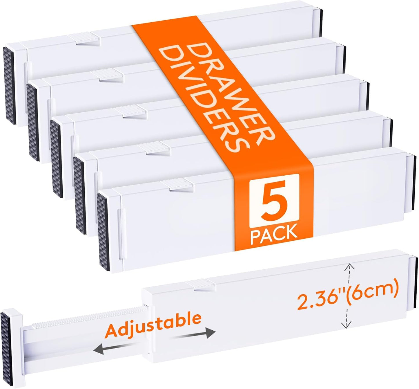 Lifewit 8 Pack Drawer Dividers Plastic 4" High, 13.5-22" Adjustable Drawer Organizers for Clothes, Expandable Dresser Separators in Bedroom/Bathroom/Kitchen/Fridge/Office Organization and Storage