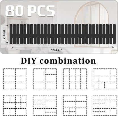 Vesici 80 Pcs Drawer Dividers Adjustable Plastic Organizer DIY Separators Storage Dividers for Socks, Underwear, Makeup, Tidy Kitchen, Bedroom, Dresser(Black)