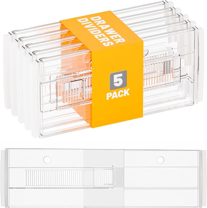 Yieach 8 Pack 6 Inch Tall Acrylic Drawer Divider for Clothes-Expandable from 12.3-18''-Adjustable Dresser Deep Drawer Dividers for Baby Clothing,Underwear,Clear in Drawer Separators for Kitchen,Office