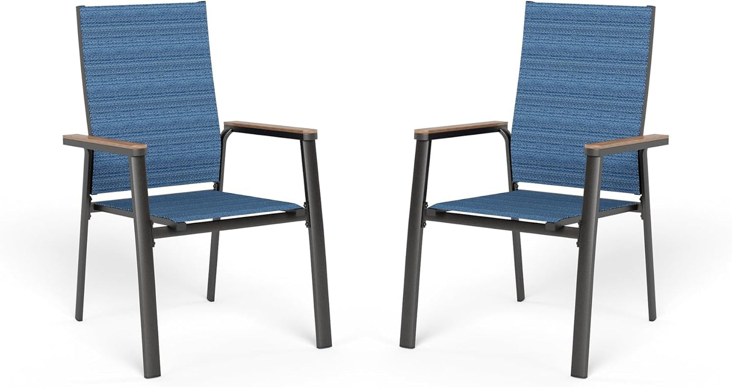 Sophia & William Lightweight Aluminum Outdoor Chair 4 Pieces, Rust-Resistant Aluminum Frame Patio Chairs, Stackable Design for Space Saving-Blue