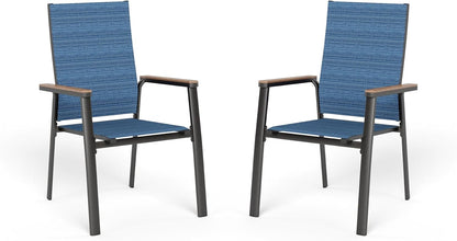 Sophia & William Lightweight Aluminum Outdoor Chair 4 Pieces, Rust-Resistant Aluminum Frame Patio Chairs, Stackable Design for Space Saving-Blue