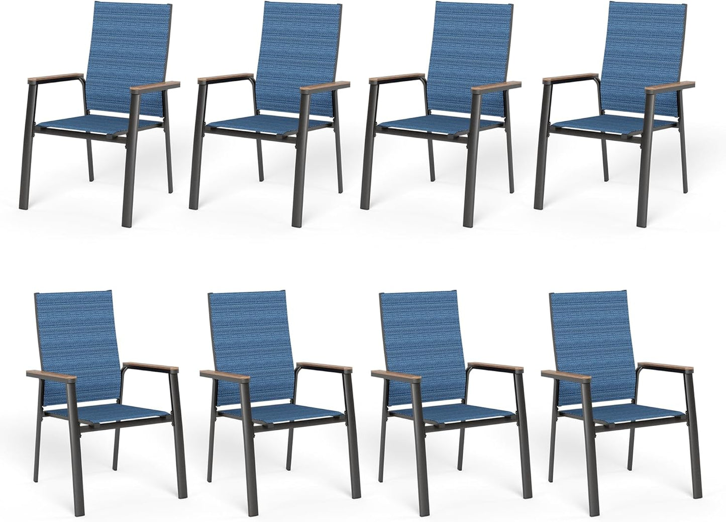 Sophia & William Lightweight Aluminum Outdoor Chair 4 Pieces, Rust-Resistant Aluminum Frame Patio Chairs, Stackable Design for Space Saving-Blue
