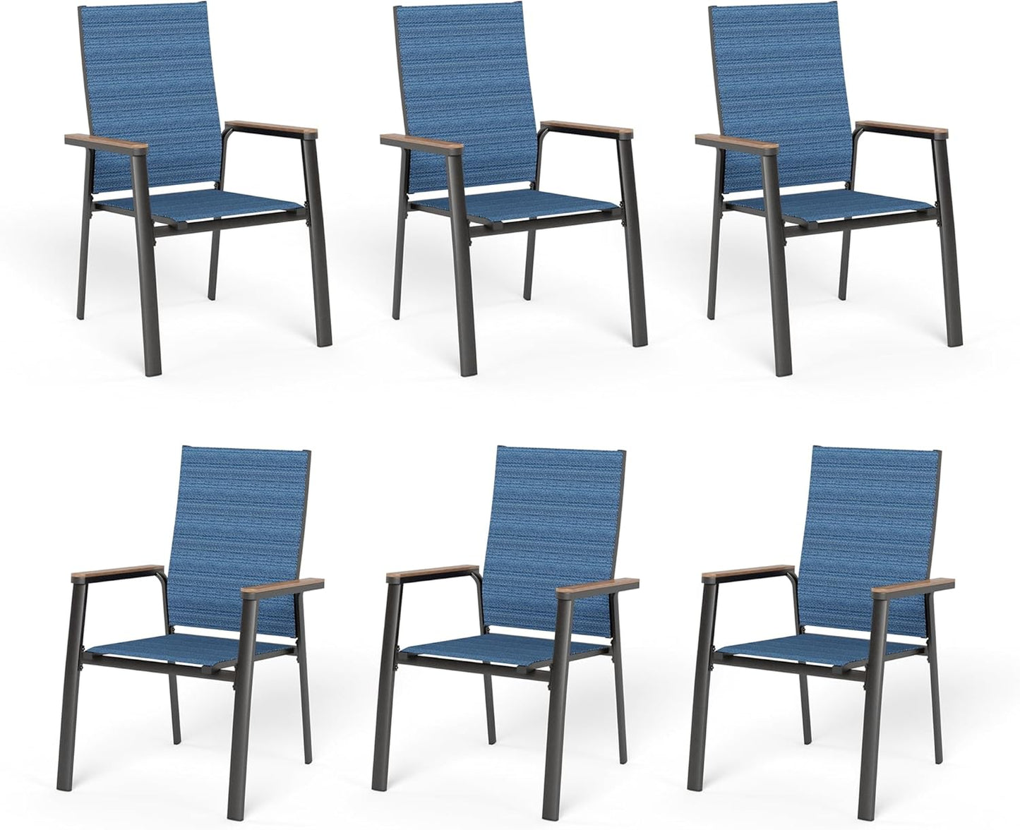 Sophia & William Lightweight Aluminum Outdoor Chair 4 Pieces, Rust-Resistant Aluminum Frame Patio Chairs, Stackable Design for Space Saving-Blue