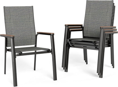 Sophia & William Lightweight Aluminum Outdoor Chair 4 Pieces, Rust-Resistant Aluminum Frame Patio Chairs, Stackable Design for Space Saving-Blue