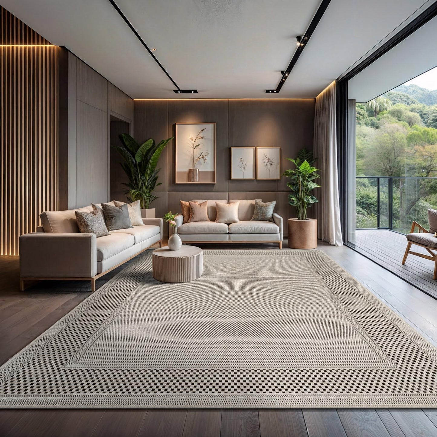 CAMILSON Easy Jute Rug 9x12, Indoor Outdoor Natural Color Fiber Area Rugs for Living Room and Patio Rug Herringbone Seagrass Boho Woven Design Easy-Cleaning Washable Outside Carpet Alfombras 9 x 12