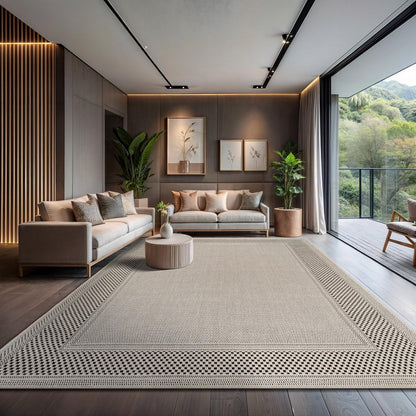 CAMILSON Easy Jute Rug 9x12, Indoor Outdoor Natural Color Fiber Area Rugs for Living Room and Patio Rug Herringbone Seagrass Boho Woven Design Easy-Cleaning Washable Outside Carpet Alfombras 9 x 12