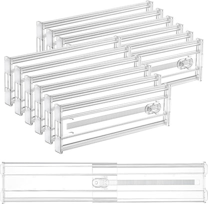Vtopmart 8 Pack 6" Tall Upgrade Drawer Dividers for Big and Deep Drawer, 12.8"-22.3" Adjustable Expandable Dresser Drawer Organizer, Clear Plastic Separators for Dresser, Baby Supplies, Kitchenware