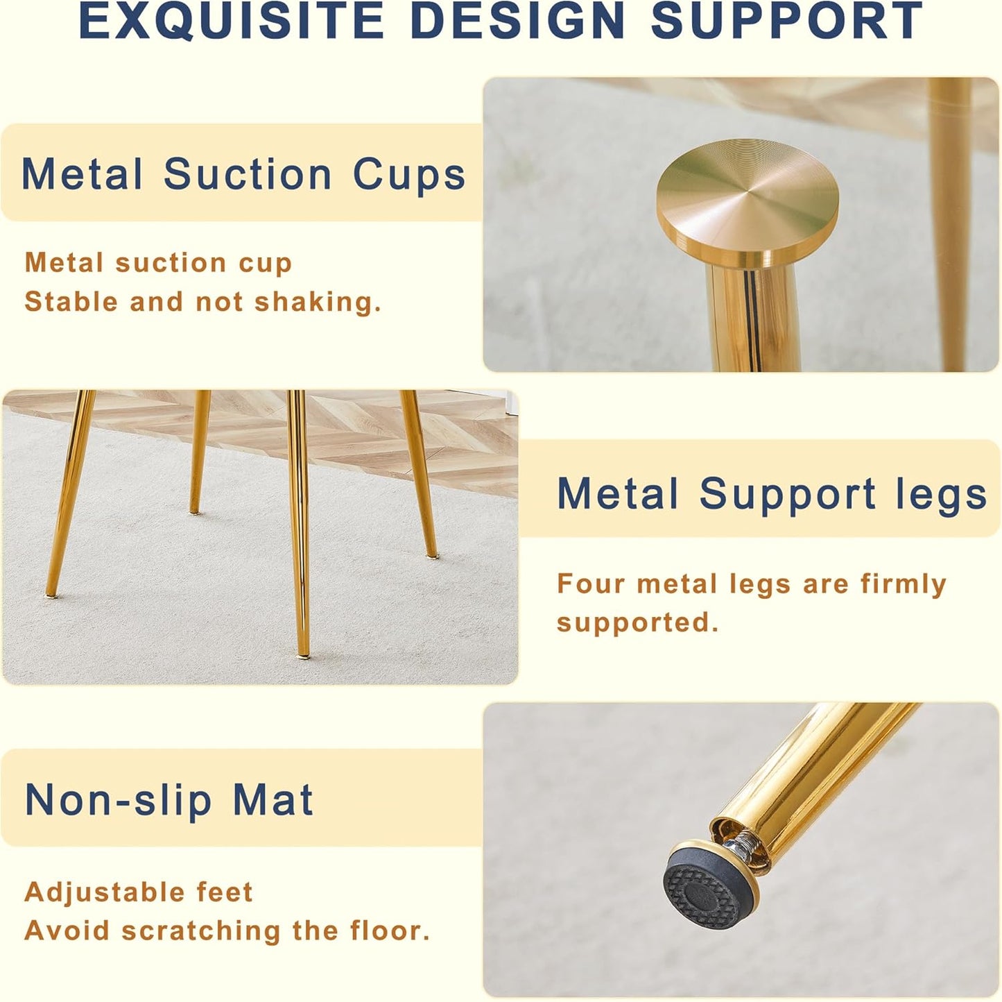 gopop Round Glass Dining Table,Modern Round Kitchen Table for 4,Gold Kitchen Table with 0.31-Inch Thick Glass Top,Small Dining Room Table for Apartment Living Room(Plating Metal Legs)