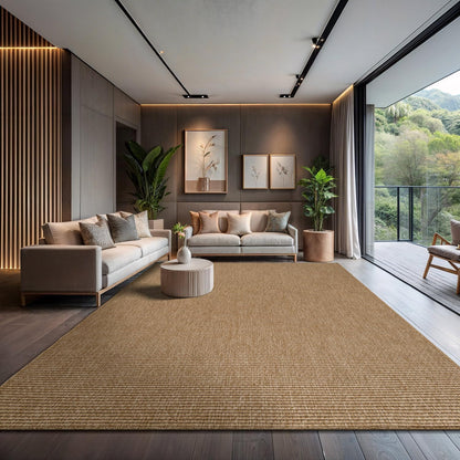 CAMILSON Easy Jute Rug 9x12, Indoor Outdoor Natural Color Fiber Area Rugs for Living Room and Patio Rug Herringbone Seagrass Boho Woven Design Easy-Cleaning Washable Outside Carpet Alfombras 9 x 12