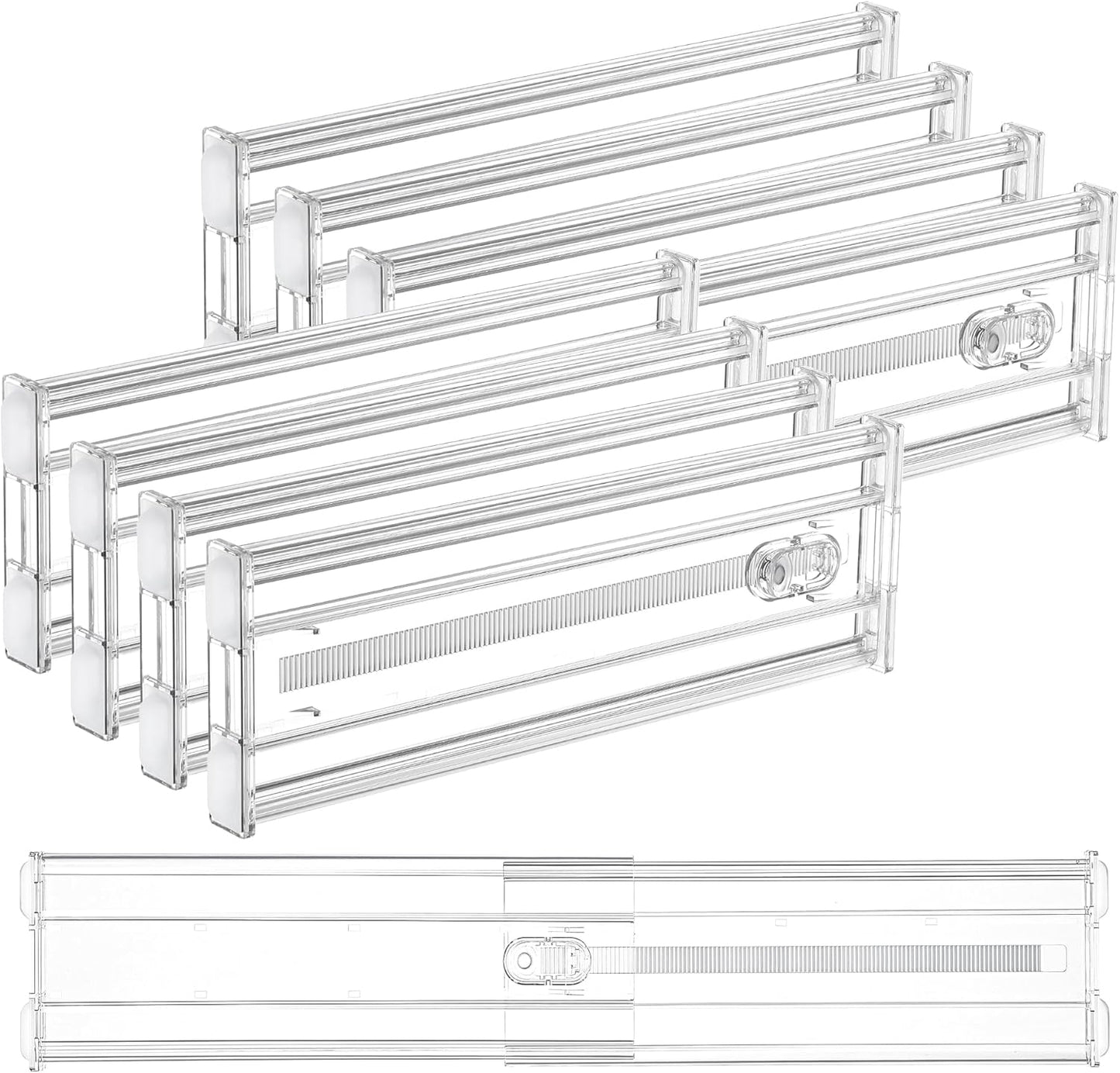 Vtopmart 8 Pack 6" Tall Upgrade Drawer Dividers for Big and Deep Drawer, 12.8"-22.3" Adjustable Expandable Dresser Drawer Organizer, Clear Plastic Separators for Dresser, Baby Supplies, Kitchenware