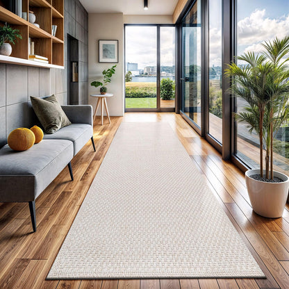 CAMILSON Easy Jute Rug 9x12, Indoor Outdoor Natural Color Fiber Area Rugs for Living Room and Patio Rug Herringbone Seagrass Boho Woven Design Easy-Cleaning Washable Outside Carpet Alfombras 9 x 12