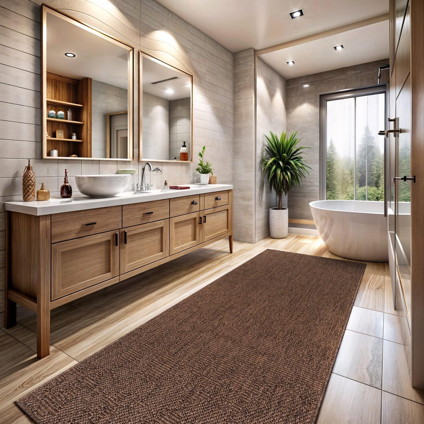 CAMILSON Easy Jute Rug 9x12, Indoor Outdoor Natural Color Fiber Area Rugs for Living Room and Patio Rug Herringbone Seagrass Boho Woven Design Easy-Cleaning Washable Outside Carpet Alfombras 9 x 12