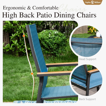 Sophia & William Lightweight Aluminum Outdoor Chair 4 Pieces, Rust-Resistant Aluminum Frame Patio Chairs, Stackable Design for Space Saving-Blue