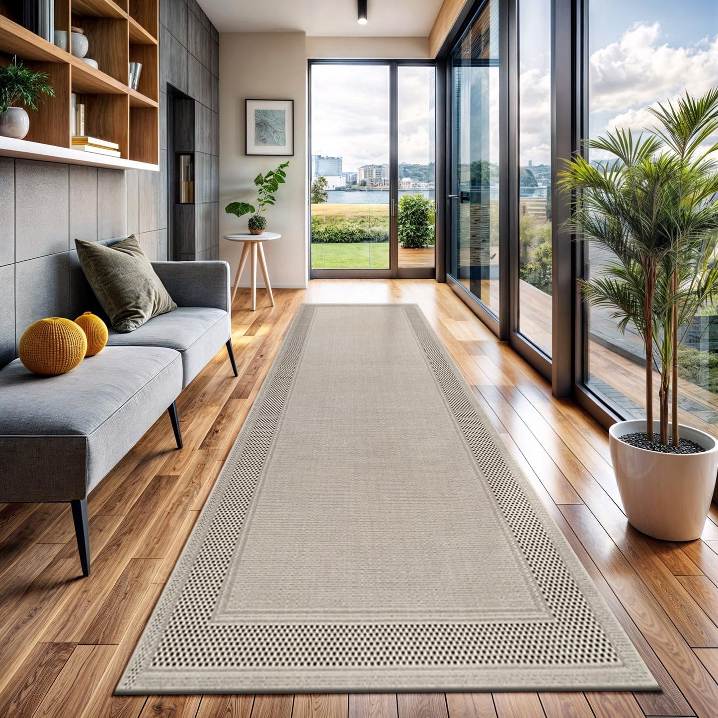 CAMILSON Easy Jute Rug 9x12, Indoor Outdoor Natural Color Fiber Area Rugs for Living Room and Patio Rug Herringbone Seagrass Boho Woven Design Easy-Cleaning Washable Outside Carpet Alfombras 9 x 12