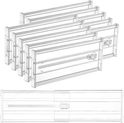 Vtopmart 8 Pack 6" Tall Upgrade Drawer Dividers for Big and Deep Drawer, 12.8"-22.3" Adjustable Expandable Dresser Drawer Organizer, Clear Plastic Separators for Dresser, Baby Supplies, Kitchenware