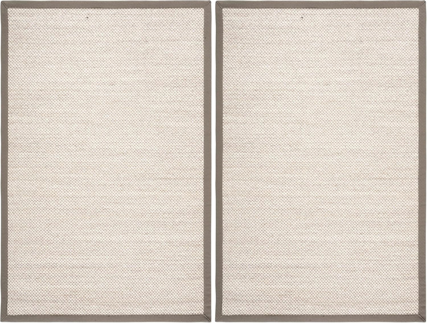 SAFAVIEH Area Rug 9x12 - Natural Fiber Collection - Large - Marble & Beige, Sisal, Woven Design with Border (NF143C)