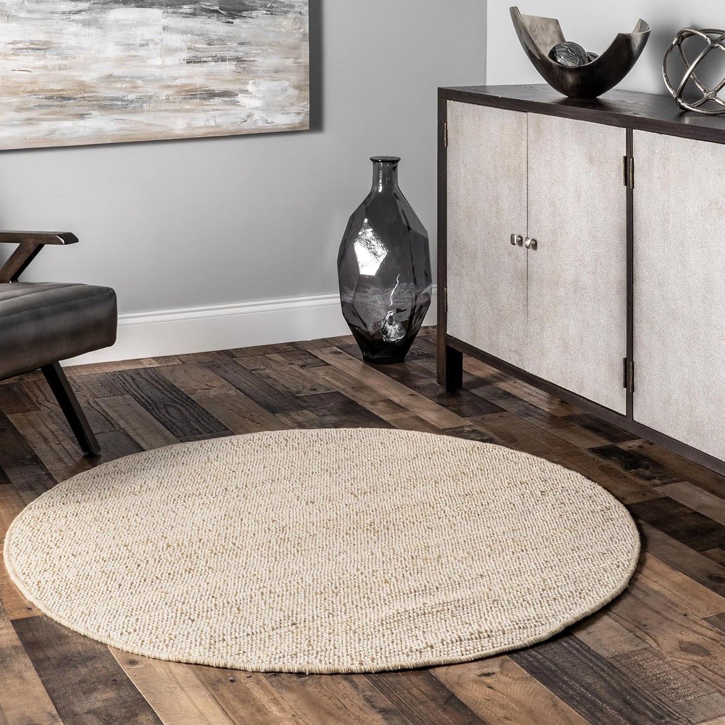 nuLOOM 7'6" x 9'6" Elfriede Jute & Cotton Hand Woven Area Rug, Natural, Solid Rustic Farmhouse Style, Weaved Design, Natural Fiber, For Bedroom, Living Room, Dining Room, Hallway, Office, Entryway