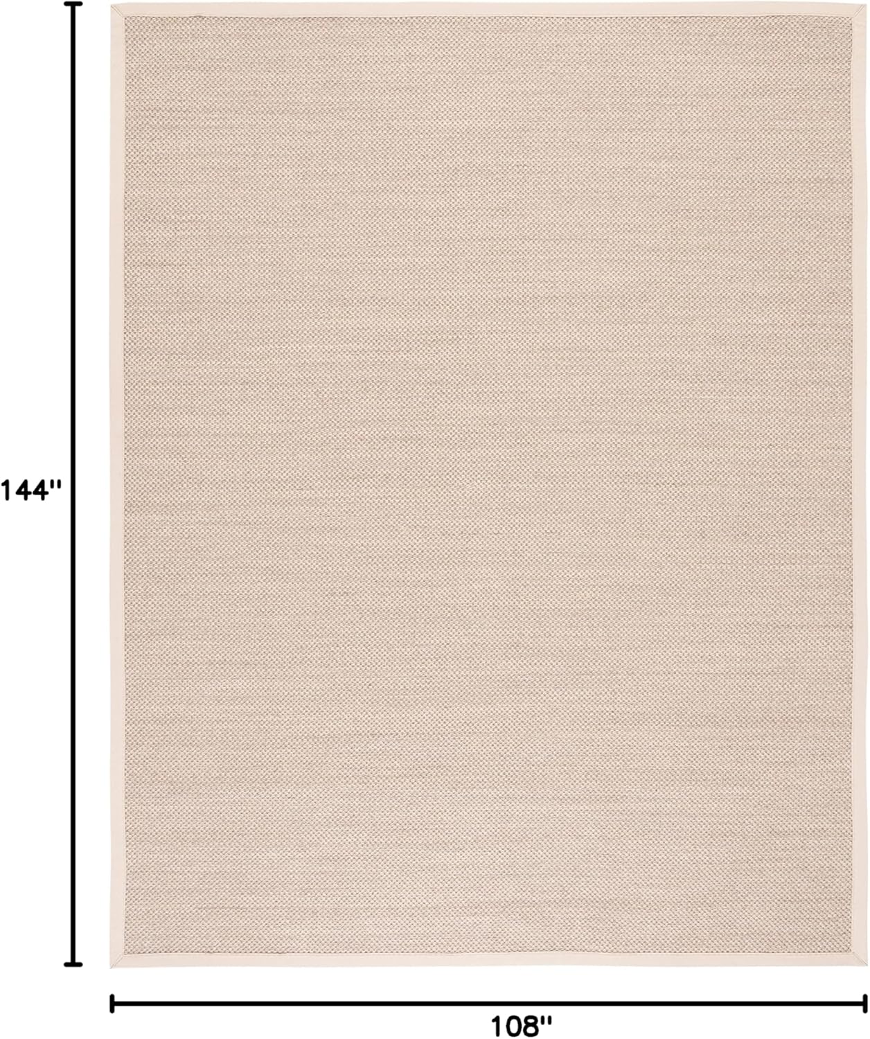 SAFAVIEH Area Rug 9x12 - Natural Fiber Collection - Large - Marble & Beige, Sisal, Woven Design with Border (NF143C)