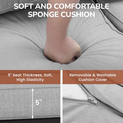 Solaste Patio Furniture Metal Armchair,2 PCS All-Weather Aluminum Garden Outdoor Contemporary Sofa Chair with Cushions, Light Grey