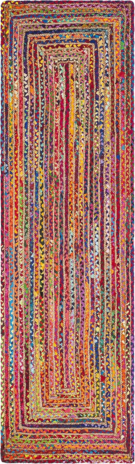 SAFAVIEH Area Rug 8x10 - Cape Cod Collection - Large - Beige & Multi, Handmade Jute & Cotton, Woven Braided Design (CAP202B)