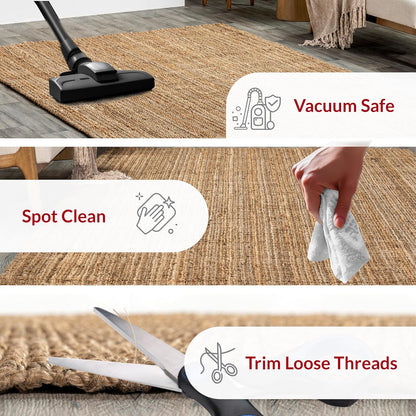 Nuloom Ashli Hand Woven, Natural, 7'6" x 9'6", Farmhouse, Jute, Soft and Textured, High Traffic, Stain Resistant, Easy Clean, Durable Area Rug for Bedroom, Living Room, Dining, Den, Foyer, Entryway