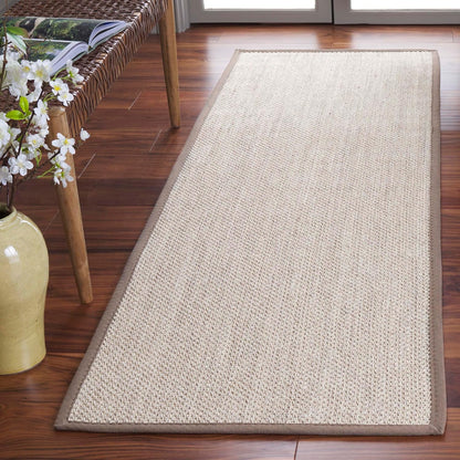SAFAVIEH Area Rug 9x12 - Natural Fiber Collection - Large - Marble & Beige, Sisal, Woven Design with Border (NF143C)