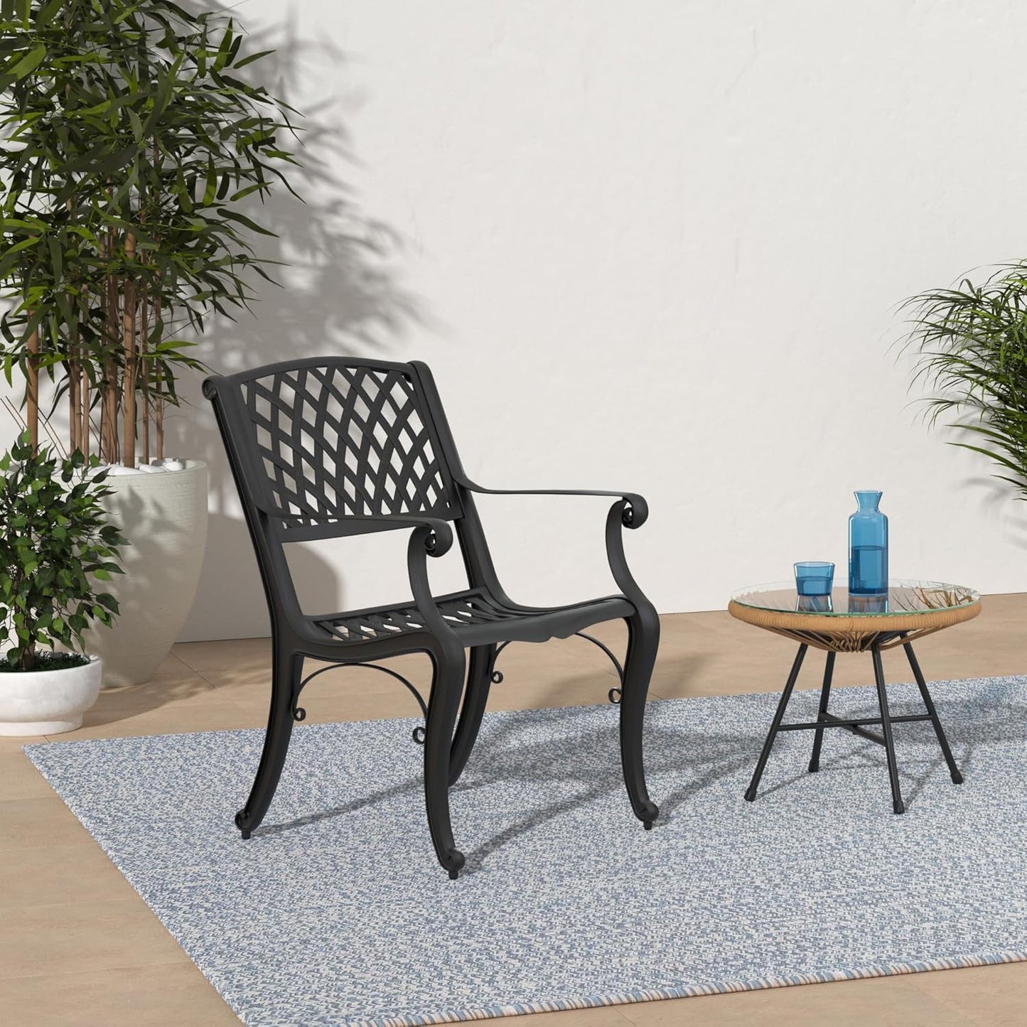 Oakland Living Modern Outdoor Mesh Cast Aluminum Black Patio Dining Chair