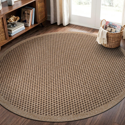 CAMILSON Easy Jute Rug 9x12, Indoor Outdoor Natural Color Fiber Area Rugs for Living Room and Patio Rug Herringbone Seagrass Boho Woven Design Easy-Cleaning Washable Outside Carpet Alfombras 9 x 12