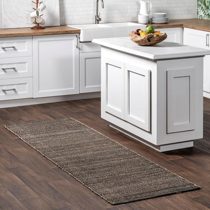 nuLOOM 7'6" x 9'6" Elfriede Jute & Cotton Hand Woven Area Rug, Natural, Solid Rustic Farmhouse Style, Weaved Design, Natural Fiber, For Bedroom, Living Room, Dining Room, Hallway, Office, Entryway