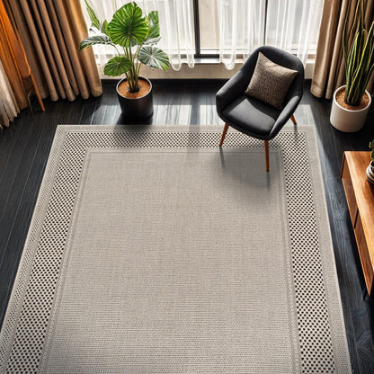 CAMILSON Easy Jute Rug 9x12, Indoor Outdoor Natural Color Fiber Area Rugs for Living Room and Patio Rug Herringbone Seagrass Boho Woven Design Easy-Cleaning Washable Outside Carpet Alfombras 9 x 12