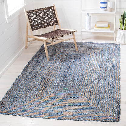 SAFAVIEH Area Rug 8x10 - Cape Cod Collection - Large - Beige & Multi, Handmade Jute & Cotton, Woven Braided Design (CAP202B)