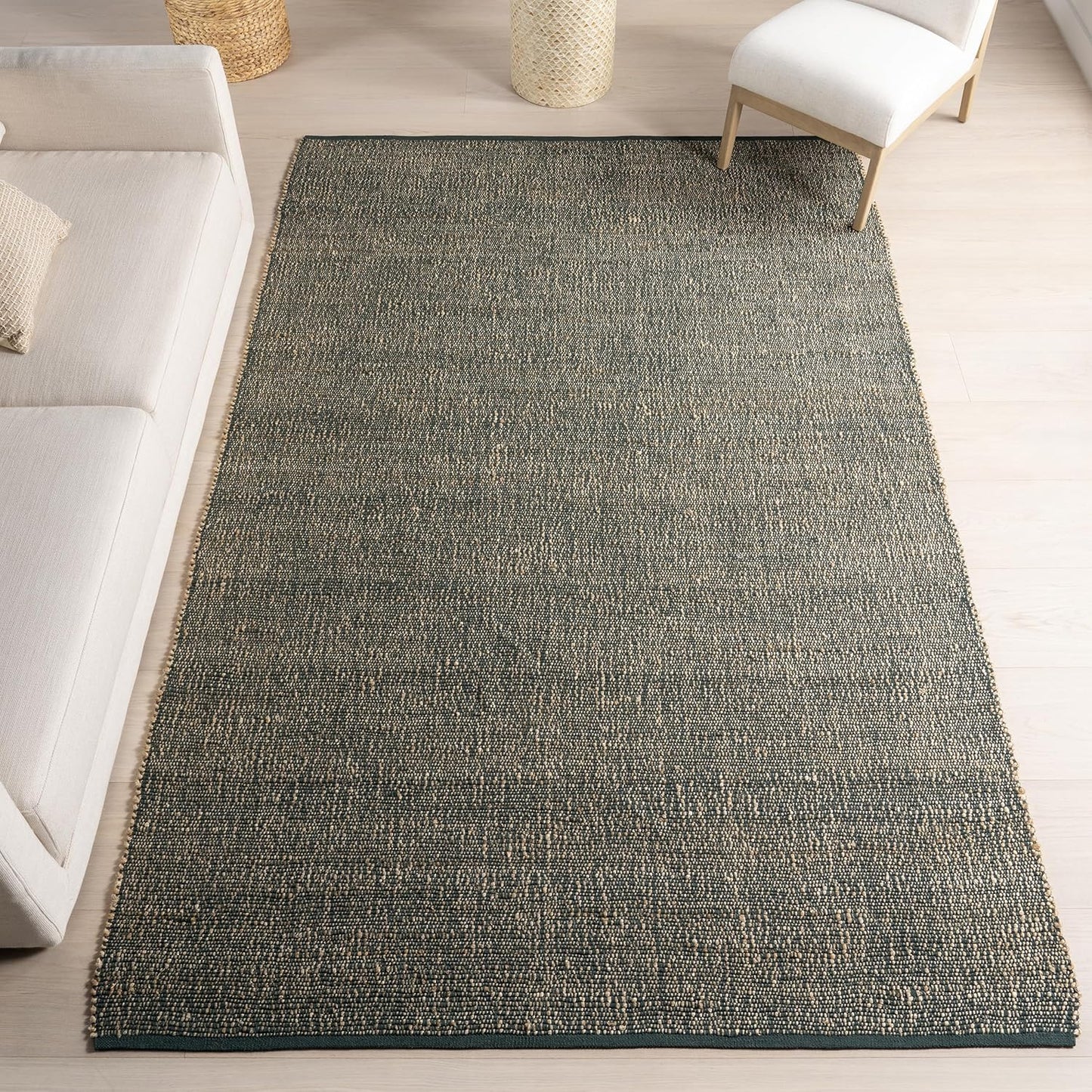 nuLOOM 7'6" x 9'6" Elfriede Jute & Cotton Hand Woven Area Rug, Natural, Solid Rustic Farmhouse Style, Weaved Design, Natural Fiber, For Bedroom, Living Room, Dining Room, Hallway, Office, Entryway
